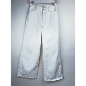Sezane White Wide Leg Flare Jeans High Rise 100% Cotton Classic Size 40/8